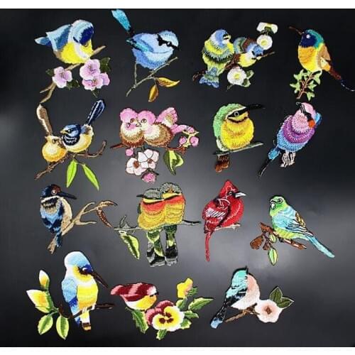 Birds Patch Embroidery Iron On Patches For Clothes Dresses DIY Accessory