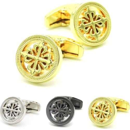 Summer new classic brand gold and silvery black cross knot Cufflinks luxury style fashion mens French shirt Cufflinks