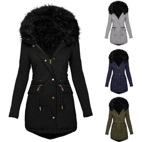2021 New Winter Padded Coats Women Cotton Wadded Jacket Medium Long Parkas Thick Warm Hooded Quilt Snow Outwear