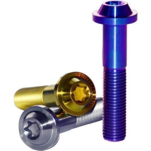 1pcs M10*65mm*1.25mm titanium alloy screw bolt TORX screws plum bossom socket bolts dish head Ti machine thread nail multicolor
