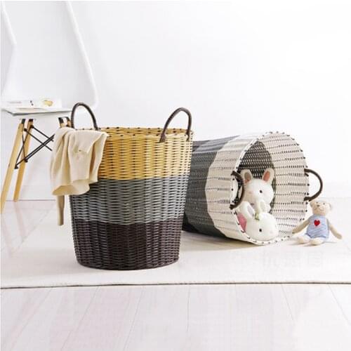 1PC Plastic Rattan Laundry Storage Basket Kids Toys Organizer Large Washing Dirty Clothes Basket Home Storage Barrel WJ922