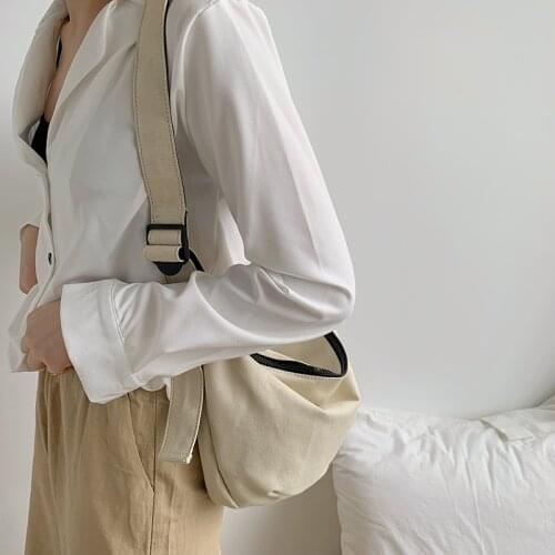 2021 high quality Handbag Simple Style Canvas Dumplings Package Shoopping Bag For Shopper Feminina Sac A Main