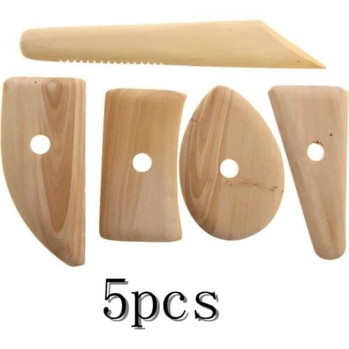 5Pcs/set Clay Sculpture Potters Ribs Ceramics Angel Figurines Wood Pottery Molding Tool Pottery Tools