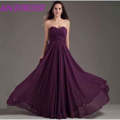 ANJURUISI 2020 Simple Purple Chiffon Evening Dresses Long A Line Formal Dress Backless Sexy Party Gown Pleat vestidos de baile