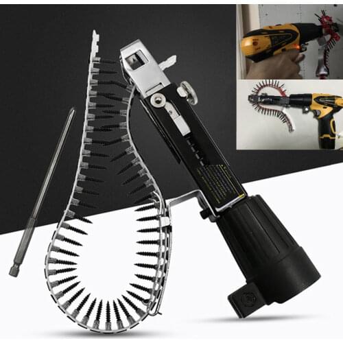 Automatic Screw Spike Chain Nail Gun Adapter Screw Gun for Electric Drill Woodworking Tool Cordless Power Drill Attachment