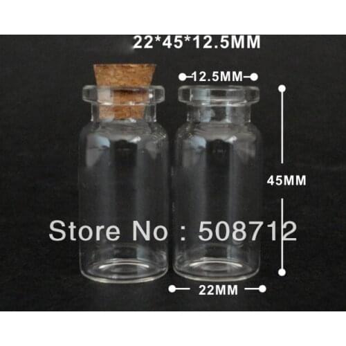Free shipping!!!!22*45mm 100pcs/lot 4ml Tube Glass Bottle Vials Charms Pendant With Cork 2245125