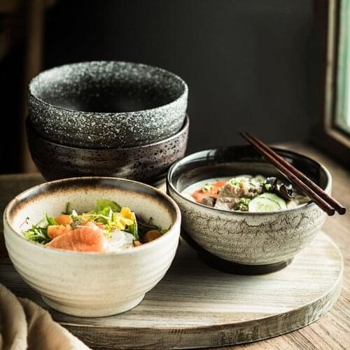 Japanese-style ceramic large ramen bowl thickened and heightened soup bowl home student creative retro tableware 7 inch CE / EU