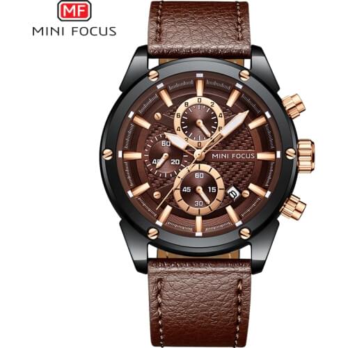 MINIFOCUS Mens Watches Top Brand Luxury Military Sport Leather Quartz wristwatches Waterproof Mens Wristwatch Relogio Masculino