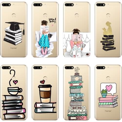Phone Case For Huawei Honor 7 8 9 10 Lite 7S 7X 7A 7C Pro Silicone Soft Book Girl Back Cover For Huawei Honor 8X MAX 10 9 8 Case