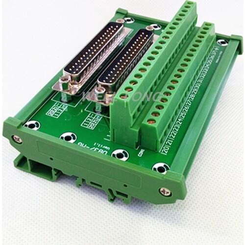 D-SUB DB37 DIN Rail Mount Interface Module, Double Male Header Breakout Board, Terminal Block, Connector