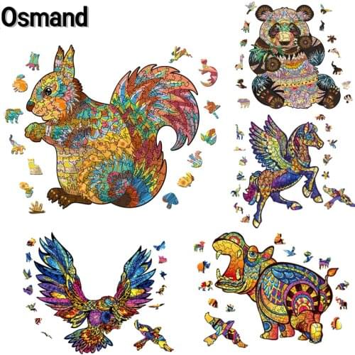 Wooden Jigsaw Puzzle Colorful Bunny Animal Shape Puzzles Board Set Interesting Educational Games Toys For Adults Kids Xmas Gifts