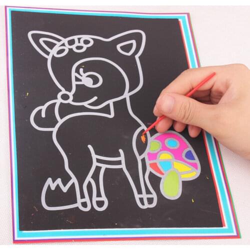 DIY Colorful Drawing Toys Scratch Art Paper Magic Painting Paper With Drawing Stick For Kids