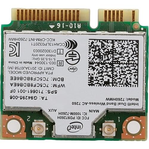 Dual Band Wireless-AC 7260HMW Mini PCI-E BT4.0 Card for hp SPS 710661-001
