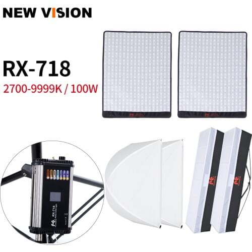 Falcon Eyes Roll-Flex 2PCS RX-718 100W RGB 2700-9999K Portable LED Photo Light with DMX 648pcs Flexible Photography Safety Box