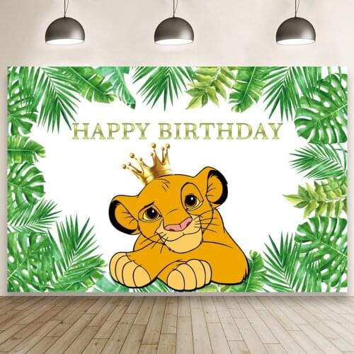Custom Backdrop Forest King Kids Birthday Party Decor Photo Background Sunset Lion Baby Shower Banner Poster Cartoon Photozone