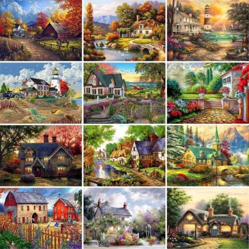 GATYZTORY New Arrival 5D DIY Diamond Painting Art Full Square/Round House Landscape Diamonds Embroidery Kits Decorations Home