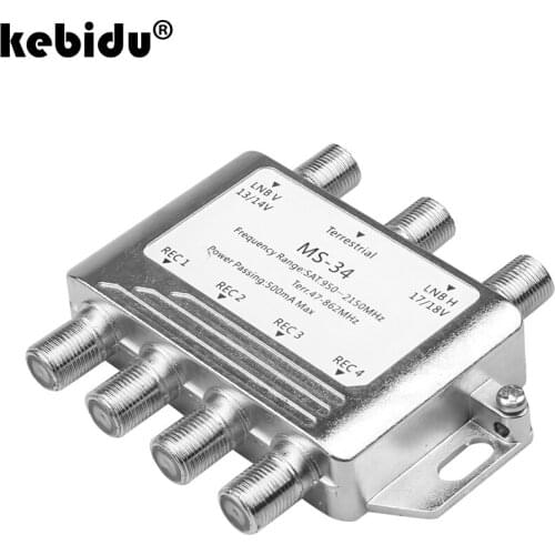 Kebidu New 3 in 4 out DiSEqC Satellite Stand-Alone MultiSwitch FTA TV LNB Switch For Cascade 2 LNB 1 TERR IN For DVB-S2 DVB-T2