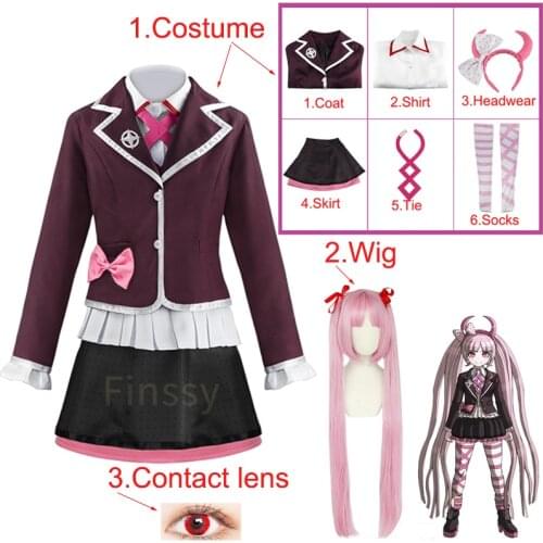 Anime cosplay costume Utsugi Kotoko Danganronpa Game Skirt JK Uniform Wig Headwear Contact lens Halloween Party Woman Clothes