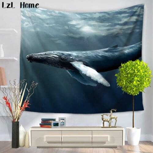 LzL Home 3D Whale Digital Painting Tapestry Home Decor Wall Hanging Tapestry Sofa Chair Cover Yoga Mat Door Curtain Table Cloth
