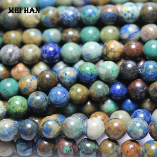 Meihan Free shipping (2 strands/set) natural A Chrysocolla 6mm+-0.3 smooth round loose beads stone for jewelry making