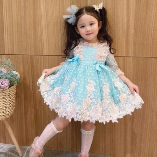 Miayii Baby Summer Spanish Vintage Turkey Ball Gown Lace Bow Mesh Stitching Sleeveless Princess Lolita Dresses For Girl A380
