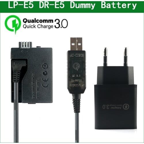 LP E5 LPE5 Dummy Battery ACK-E5 DR-E5 DC Coupler for Canon EOS 450D 500D 1000D 2000D Kiss F X2 X3 Rebel XSi XS T1i