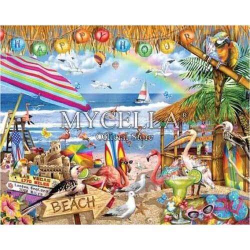 Cartoon Diamond Embroidery Birds Beach 5D DIY Diamond Painting Landscape mosaic Full Rhinestone Cross Stitch Home Decor Gift