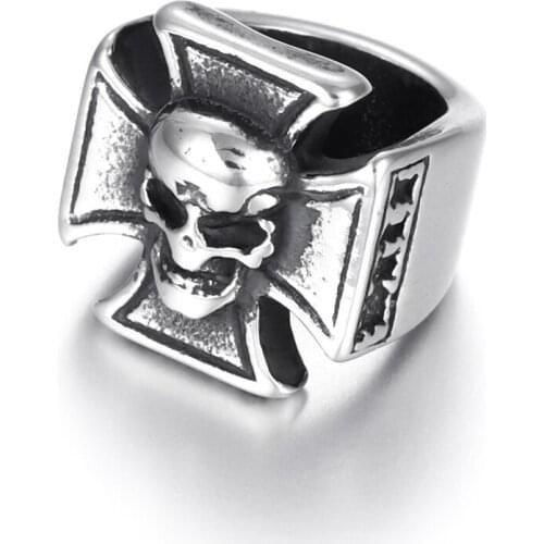 Stainless Steel Skull Bead Polished 8mm Large Hole Metal Beads Slide Charms for DIY Bracelet Jewelry Making Accessories