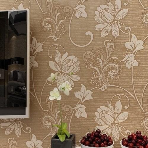 New Floral Wallpaper for Bedroom Living Room Decor Non-woven 3D Embossed Flocking Fabric Wall Paper Mural Flower Wallpaper Roll
