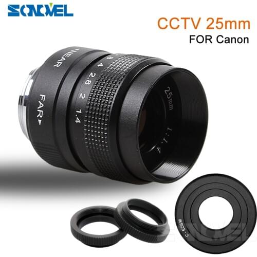 25mm CCTV TV Movie lens Fixed Focus F1.4 Lens+C Mount for Canon EOS M M2 M3 M5 M10 Mirrorless Camera C-EOS M