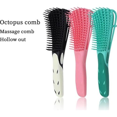 Hollow Octopus Massage Comb Smoothing Curly Hair Anti-knotting Hair Brush Ladies Wet and Dry Octopus Comb Entangling Hair Brush