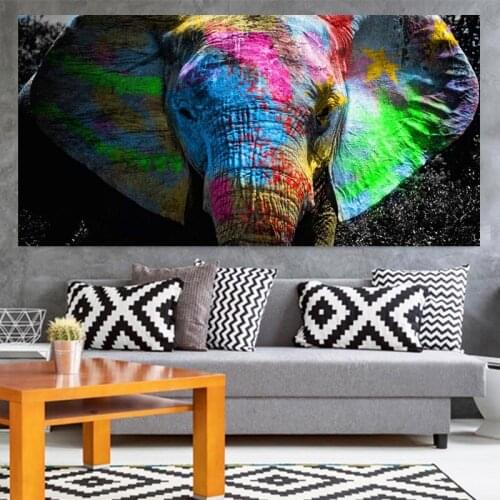 Graffiti Pop Art Elephant Canvas Paintings On The Wall Posters And Prints Colorful Animals Wall Pictures For Kids Room Cuadros