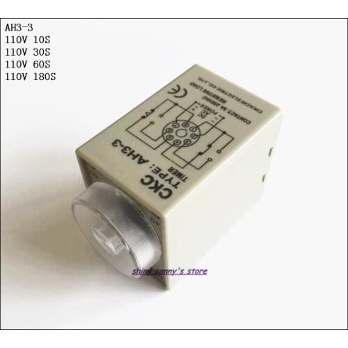 2pcs/Lot AH3-3 AC110V 10S/30S/60S/180S Power On Delay Timer Time Relay 110VAC 0-10/30/60/180 seconds 8 Pins Brand New