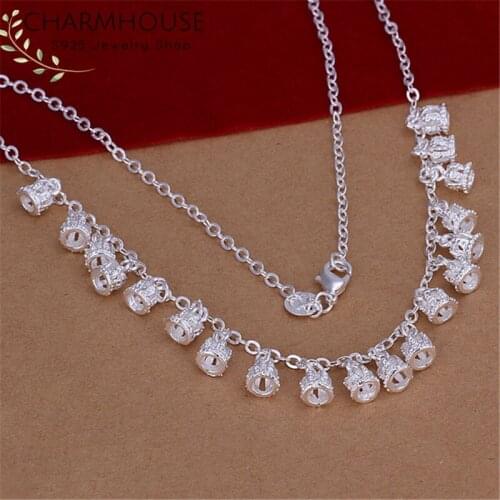 Silver 925 Necklaces Women Multi Crowns Pendant & Necklace Chain Choker Collier Femme Wedding Bridal Jewelry Accessories Bijoux