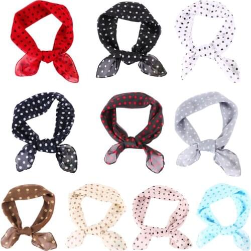 70x70cm Women Chiffon Square Scarf Classic Polka Dot Neckerchief Handkerchiefs