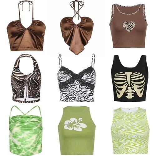 Sexy Cute Tank Tops Halter Sleeveless New Crop Top Y2k Sweet Girls Camis Aesthetic Chic Corset Tops Women Accessories Clothing