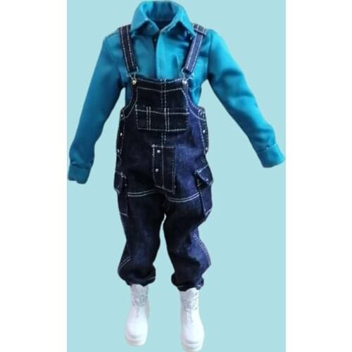 1/6 Scale Female Clothes Overalls Jeans Blue Shirt Shoes Fit For 12inches Figure Action Model Doll Body Accessory In Stock