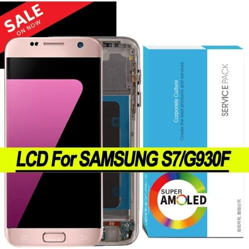 100% Original 5.1'' AMOLED for Samsung Galaxy S7 G930 G930F SM-G930F LCD With Frame Display Touch Screen Assembly Repair Parts