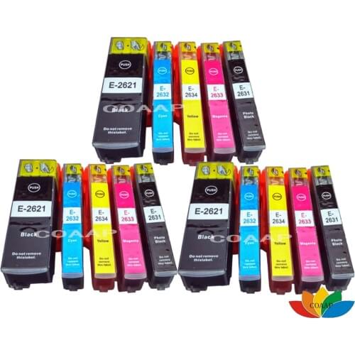 15PCS Compatible 26XL T2601 T2621 T2631 printer ink cartridge For Epson XP600 XP820 XP600 XP605 XP700 XP800 XP520 XP620