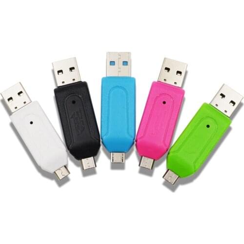 2 in 1 USB OTG Card Reader Universal Micro USB OTG TF/SD Card Reader Phone Extension Headers Micro USB OTG Adapter