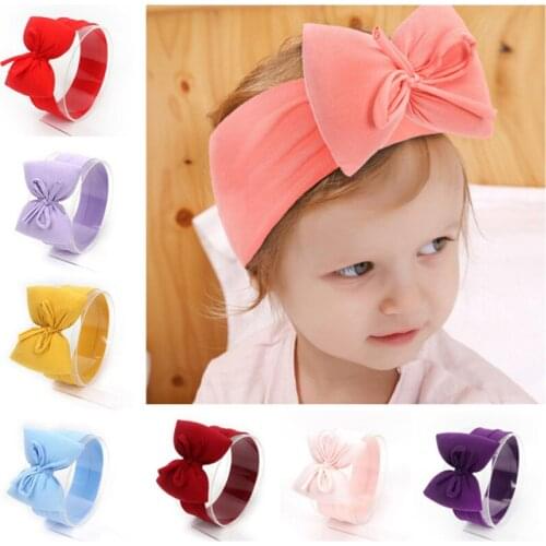 5pcs/lot Newborn Kids Girls Bow knot Headbands Children Toddler Solid Color Soft Cotton Turban Head Wrap Birthday Gifts