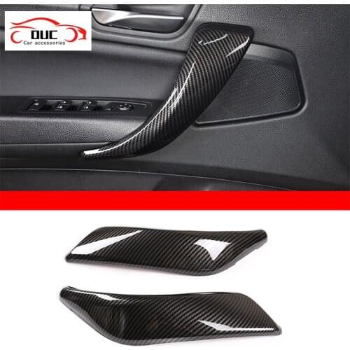 ABS Carbon Fiber Car Interior Inner Door Armrest Handle Cover Trim Protective Sticker For BMW 1 2 Series 2012-2018 Accessories