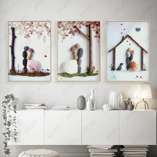 Abstract Pebbles Poster Creative Couple Wallpaper Love Canvas Painting Art Print Decoration for Home Bedroom Picture Craft