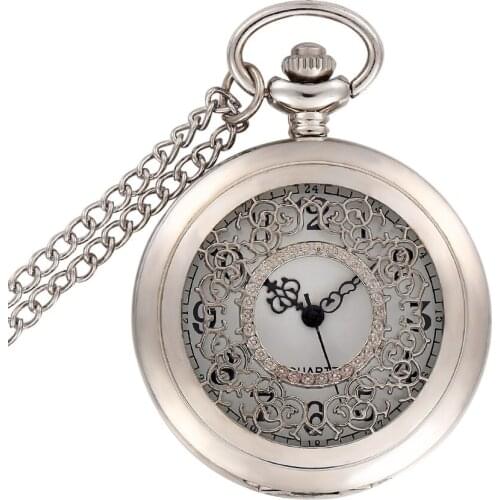 Antique Retro Hollow Pattern Steampunk Quartz Pocket Watch Necklace Women Ladies Girl Best Gift Fob Watch Pendant