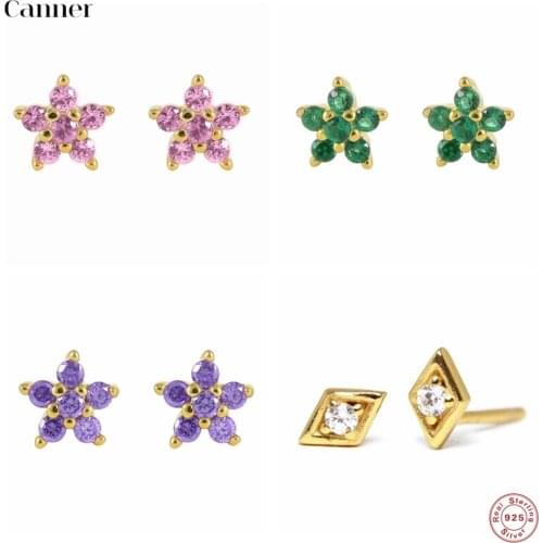 Canner Earstuds Sterling Silver Earrings For Women Angels Eyes Stud Earrings Piercing Jewelry 2021 Trend Pendiente Plata 925 W5