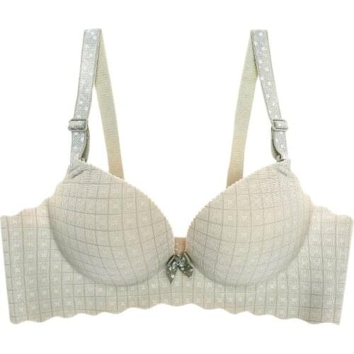 Candy Color Seamless Bras For Sweet Girls Push Up Lingerie Wireless Bralette Comfort Plaid Underwear 30/70 -40/90 A B C Cup