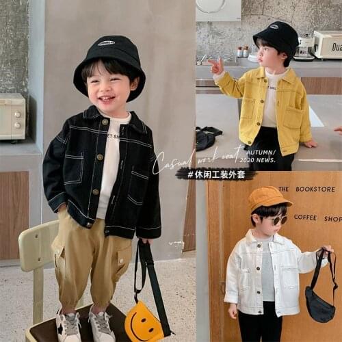 2021 new Spring Autumn Girls Boys Denim Jacket Baby Kids Fashion Casual Clothes Jackets Children Trench Coats