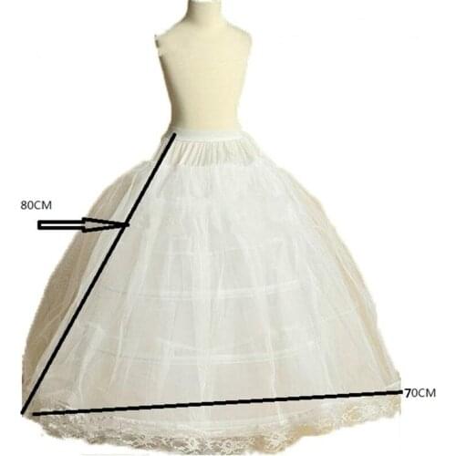Long Child Petticoat for Children Flower Girl 4 Hoops Petticoat Crinolines Slip Underskirt Jupon Enfant Rockabilly 80cm