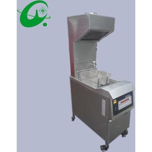 25L Electric deep fryer with range hood (With oil pump) deep fried chicken machine air pressure fryer stainless steel