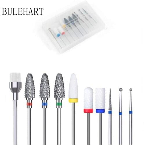 Milling Cutter For Manicure Set 10 Pcs Ceramic Electric Drill Manicure Nail Drill Bits Removing Gel Varnish Tool